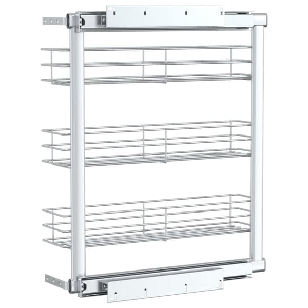 The Living Store udtrækskurv til køkkenskab tre lag 47x15,5x55,5 cm sølv - Holdere til køkkenredskaber