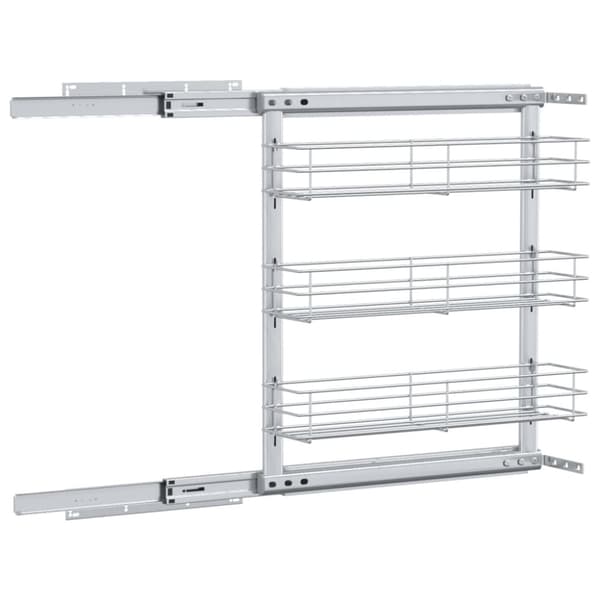 The Living Store udtrækskurv til køkkenskab tre lag 47x15,5x55,5 cm sølv - Holdere til køkkenredskaber