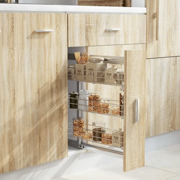 The Living Store udtrækskurv til køkkenskab tre lag 47x15,5x55,5 cm sølv -  Holdere til køkkenredskaber