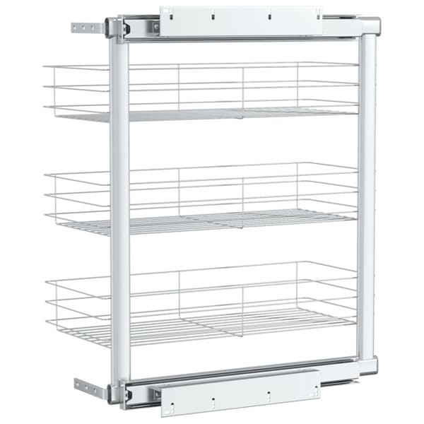 The Living Store udtrækskurv til køkkenskab tre lag 47x25x56 cm sølv - Holdere til køkkenredskaber