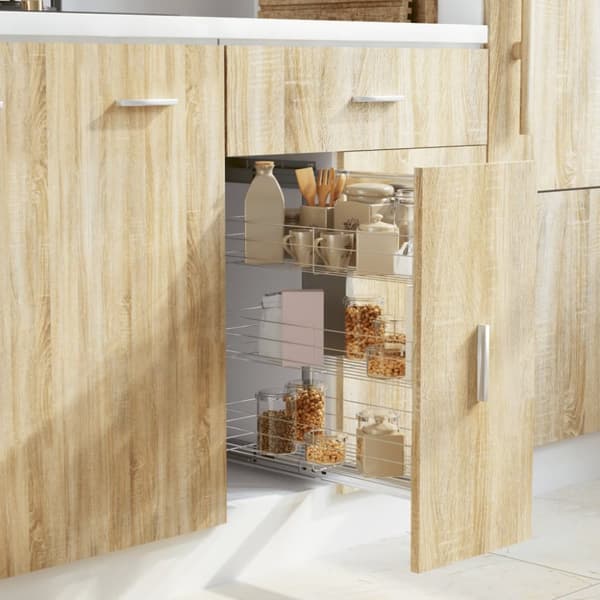 The Living Store udtrækskurv til køkkenskab tre lag 47x25x56 cm sølv - Holdere til køkkenredskaber