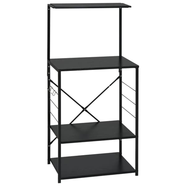 The Living Store køkkenreol til mikroovn 60x39,6x123 cm konstrueret træ sort -  Holdere til køkkenredskaber