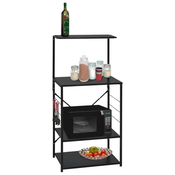 The Living Store køkkenreol til mikroovn 60x39,6x123 cm konstrueret træ sort -  Holdere til køkkenredskaber