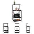 Miniatyrbillede 1 af 9: The Living Store køkkenreol til mikroovn 60x39,6x123 cm konstrueret træ sort -  Holdere til køkkenredskaber