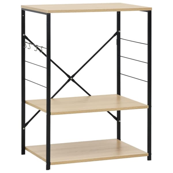 The Living Store Mikroaaltouunikaappi musta/tammi 60x39,6x79,5 cm tekninen puu -  Keittövälinelaatikot & -telineet
