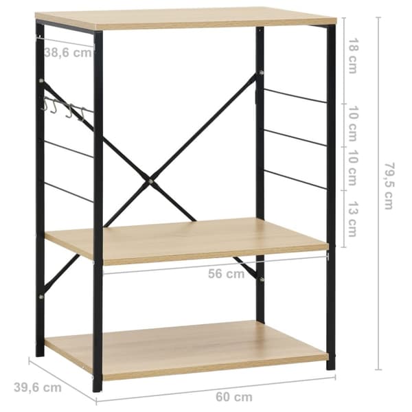 The Living Store Mikroaaltouunikaappi musta/tammi 60x39,6x79,5 cm tekninen puu -  Keittövälinelaatikot & -telineet