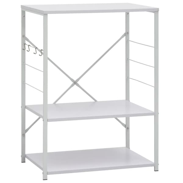 The Living Store Hylla för mikrovågsugn vit 60x39,6x79,5 cm konstruerat trä -  Hållare för köksgeråd