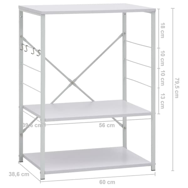 The Living Store Hylla för mikrovågsugn vit 60x39,6x79,5 cm konstruerat trä -  Hållare för köksgeråd