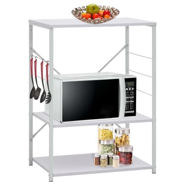 The Living Store Hylla för mikrovågsugn vit 60x39,6x79,5 cm konstruerat trä -  Hållare för köksgeråd