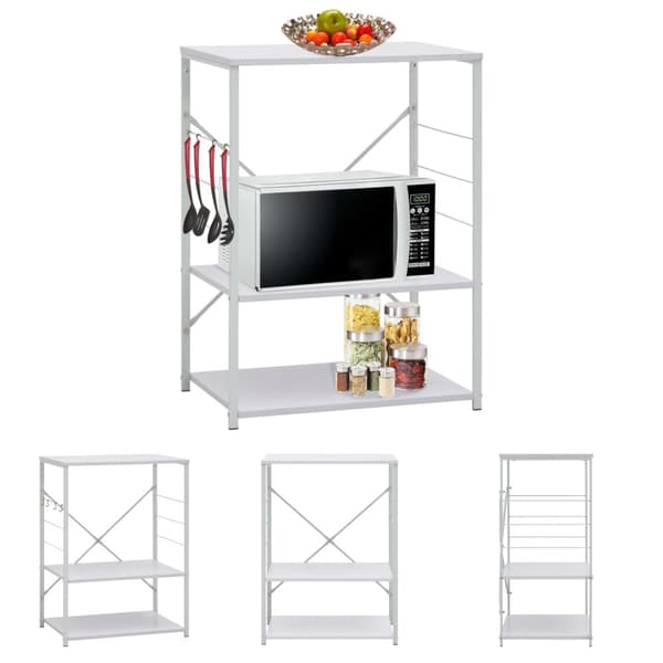 The Living Store Hylla för mikrovågsugn vit 60x39,6x79,5 cm konstruerat trä -  Hållare för köksgeråd