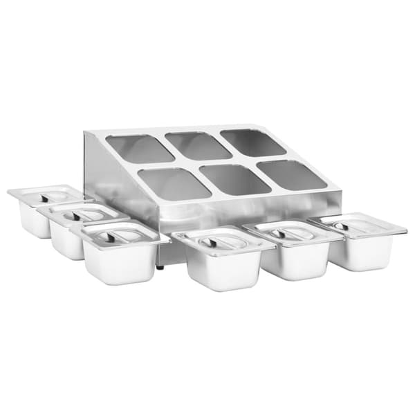 The Living Store gastronorm beholder med 6 GN 1/6-beholdere rustfrit stål - Holdere til køkkenredskaber
