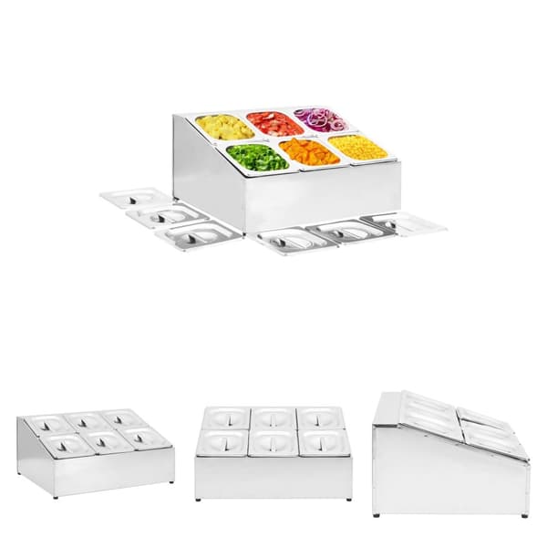 The Living Store gastronorm beholder med 6 GN 1/6-beholdere rustfrit stål -  Holdere til køkkenredskaber