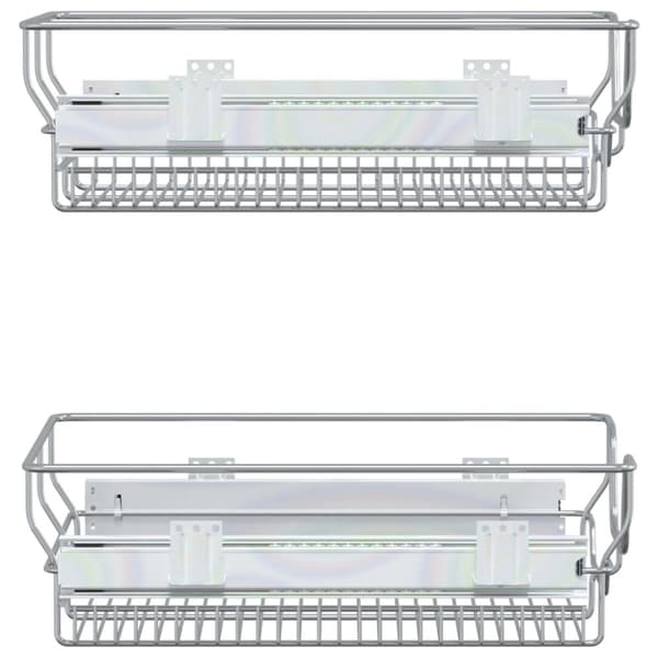 The Living Store Ulosvedettävät ritiläkorit 2 kpl hopea 45 cm - Keittövälinelaatikot & -telineet