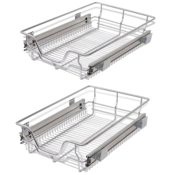 Keittövälinelaatikot & -telineet - Living Ulosvedettävät ritilälaatikot 2 kpl 400 mm hopea