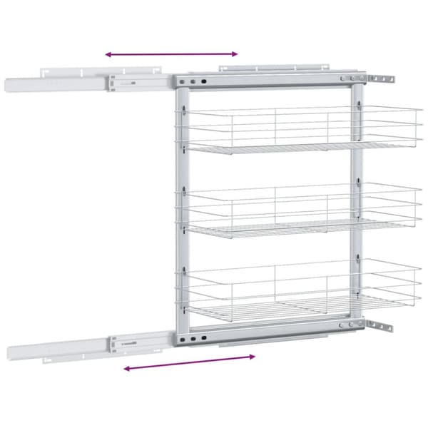 Hållare för köksgeråd - Living Utdragbar inredning köksskåp 3 hyllor silver 47x25x56 cm