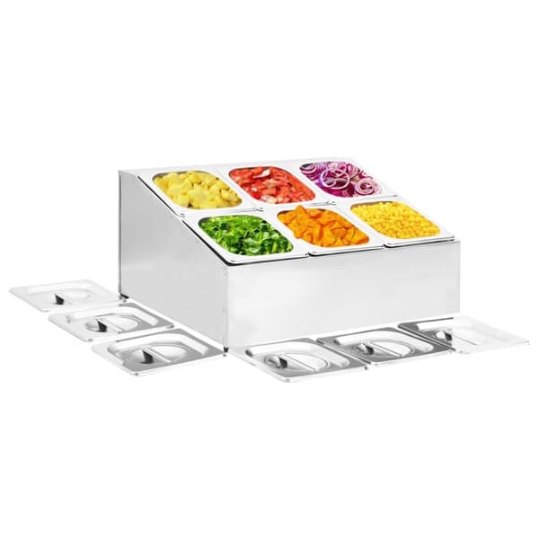 Keittövälinelaatikot & -telineet - Living Ruokavuokateline 6 kpl GN 1/6 ruostumaton teräs