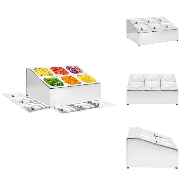 Keittövälinelaatikot & -telineet - Living Ruokavuokateline 6 kpl GN 1/6 ruostumaton teräs