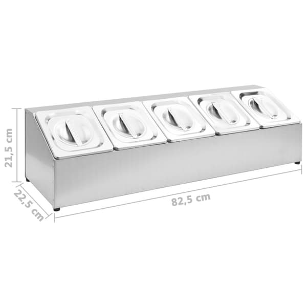 Keittövälinelaatikot & -telineet - Living Ruokavuokateline 5 kpl GN 1/6 ruostumaton teräs