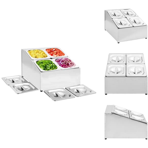 Keittövälinelaatikot & -telineet - Living Ruokavuokateline 4 kpl GN 1/6 ruostumaton teräs