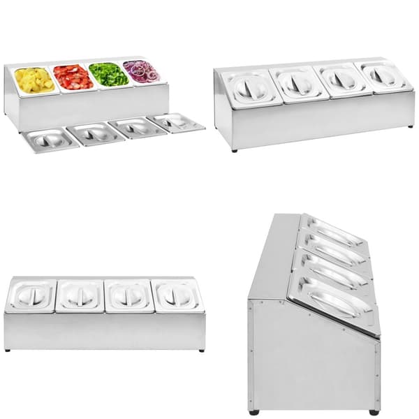 Gastronorm beholder med 4 GN 1/6-beholdere rustfrit stål - Gastronorm Beholder - Gastronorme Beholdere - Home & Living