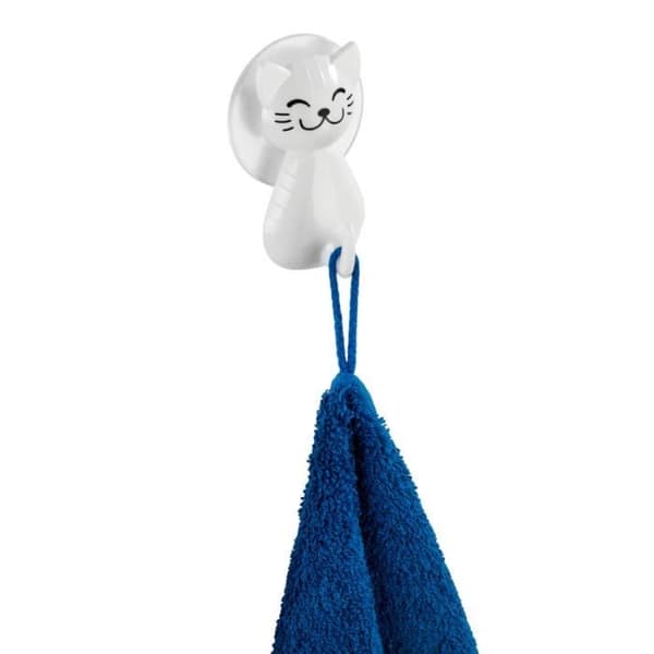 Vit sugkoppskrok för katt