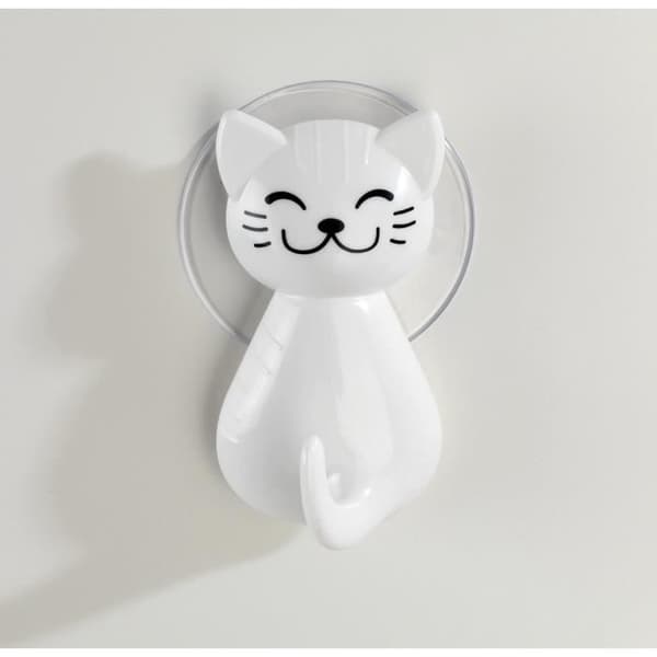 Vit sugkoppskrok för katt