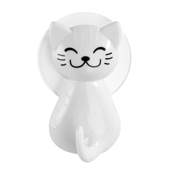 Vit sugkoppskrok för katt