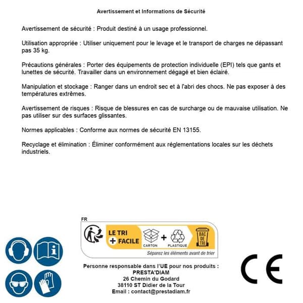 Hantering sugkopp - SILVERLINE - Lyftkapacitet 15/35 kg - plast