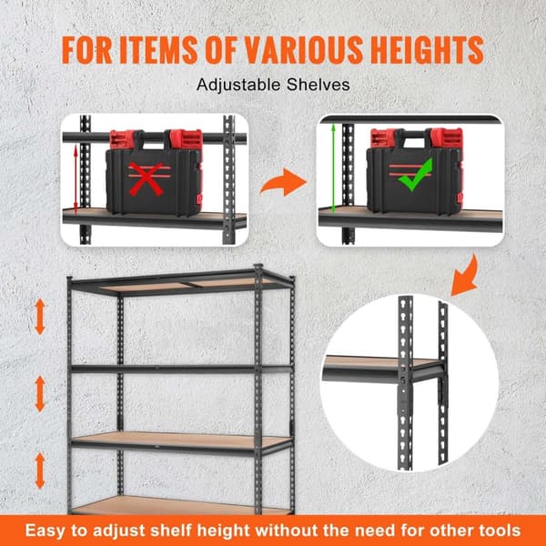 12 x 30 x 60 tum 400 lbs/hylla kapacitet 5-hyllor vertikalt förvaringsställ, justerbar hyllhöjd, tålig och lätt att installera