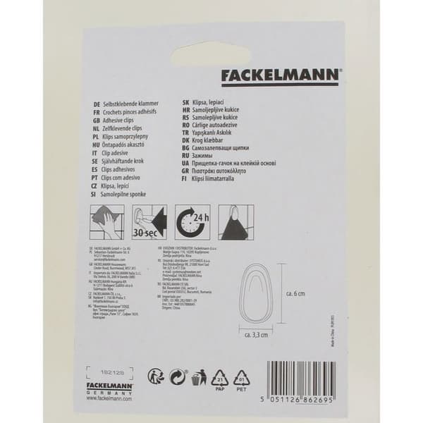 Set med 2 klämlister med självhäftande krokar Fackelmann Tecno