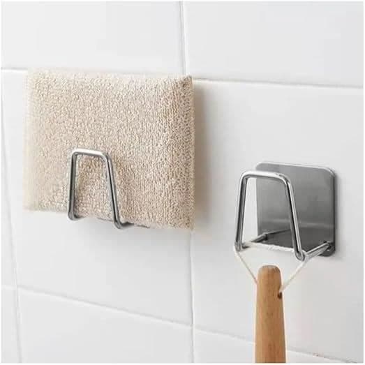 Spongehållare med självhäftande baksida - HobbyTech - Rostfritt stål - 5-pack - Hållbar - Lätt att rengöra