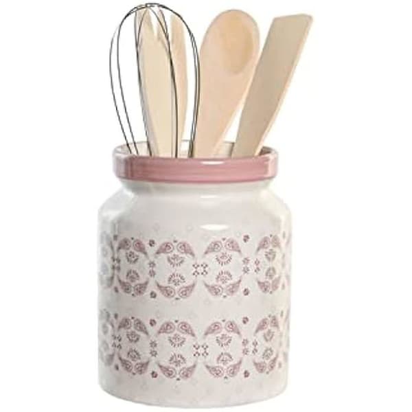 Köksgryta - DKD Heminredning - Standard - Metall och MDF trä - Rosa och vit - 12x12x22 cm