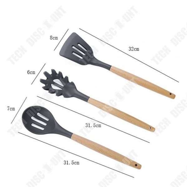 TD® Köksredskapsset i silikon med trähandtag, 12-delads non-stick spatel köksredskap
