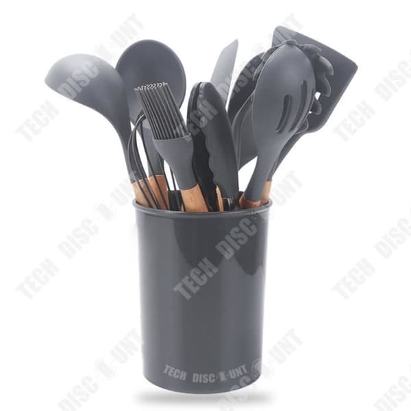 TD® Köksredskapsset i silikon med trähandtag, 12-delads non-stick spatel köksredskap