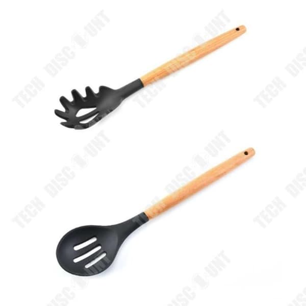 TD® 11 st Köksredskap Slitstark värmebeständig silikon trähandtag non-stick soppslev GRILL