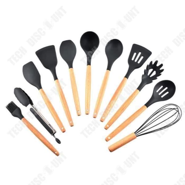 TD® 11 st Köksredskap Slitstark värmebeständig silikon trähandtag non-stick soppslev GRILL