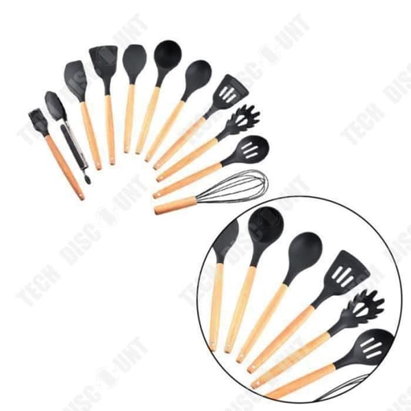 TD® 11 st Köksredskap Slitstark värmebeständig silikon trähandtag non-stick soppslev GRILL