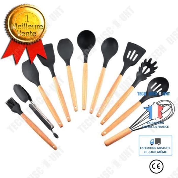 TD® 11 st Köksredskap Slitstark värmebeständig silikon trähandtag non-stick soppslev GRILL