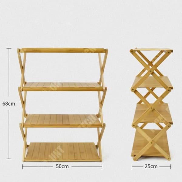 TD® Bärbar ställning utomhus camping picknick servis förvaringsbord bambu trä hopfällbart flerlagers förvaringsställ