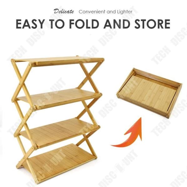 TD® Bärbar ställning utomhus camping picknick servis förvaringsbord bambu trä hopfällbart flerlagers förvaringsställ