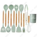 Miniatyrbild 2 av 4: TD® lagringsfat Färskt grönt trähandtag Silikon Köksredskap 11 set non-stick spatel