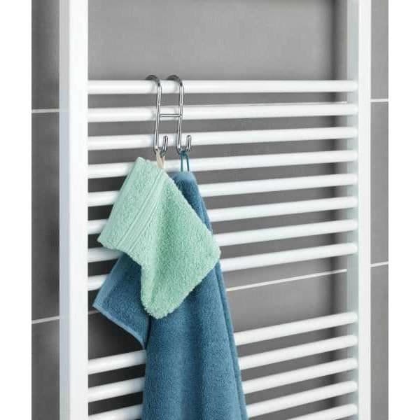 WENKO Badrumskrok Taranto, Krok för upphängning på radiator eller duschvägg, rostfritt stål, 5x12x7,5 cm, blank