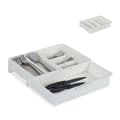 Miniatyrbild 1 av 6: Relaxdays Bestickningsset, 7 fack, utdragbar bestick och köksredskap, plast, HlP 6 x 23,5x31,5cm vit