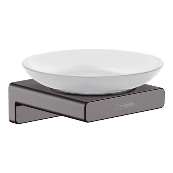Svart borstad krom tvålkopp - HANSGROHE - AddStoris - Metall - Glas