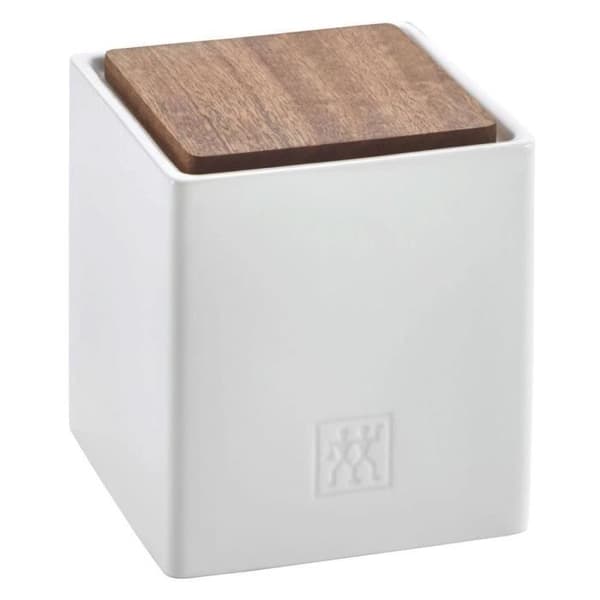 Förvaringslådor - ZWILLING - Set 4 - Vit Keramik - Sapele Trä - Stapelbara