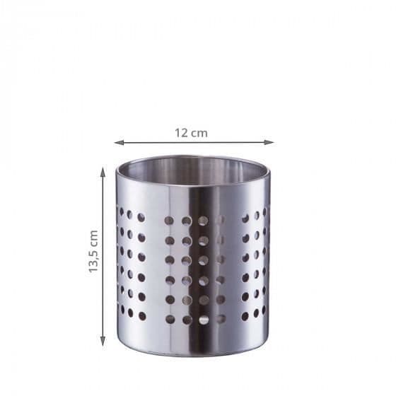 Köksredskapsbehållare - Inox - Silverfärgad - 13,5 cm i höjd - 12 cm i diameter - 4 fötter