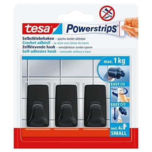 TESA POWERSTRIPS SMÅ häftande krokar - 3 X VÄGGHAKAR