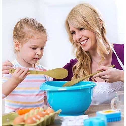 joeji's Kitchen Bambu Trä Köksredskap | Köksset | 6 kvalitetsredskap: sked, spatel för tömning