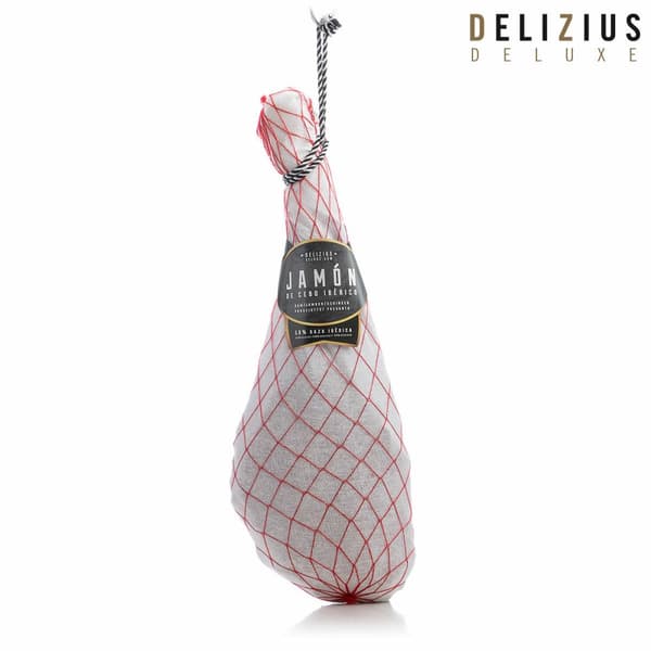 Sæt bestående af Iberisk Kornfodret Skinke, Olivenolie og Skinkehold Delizius Deluxe - 8-8,5 Kg
