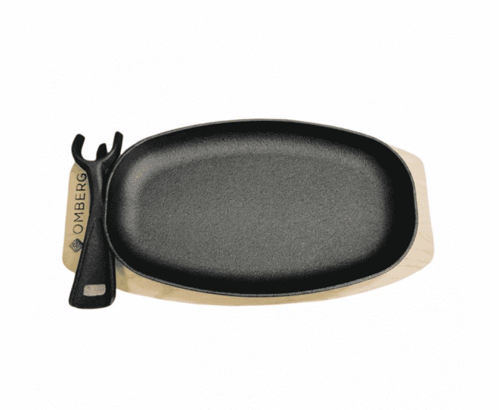 Gjutjärnspanna OVAL med träunderlägg - OMBERG